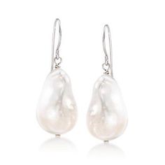 Baroque Pearl Earrings Dangle Golden Sterling Silver 925 Ross Simons Cultured Baroque Pearl Drop Earrings In Sterling Silver