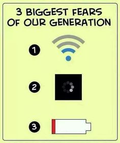 Biggest Fears Of Our Generation Funny Jokes Phone Lol Humor Wifi Battery Biggest Fears Of Our Generation Funny Jokes Phone Lol Humor Wifi Battery