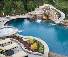 Backyard Pools With Slides swimming pool, slide, diving board, hot tub, and waterfall what Backyard Pools With Slides swimming pool, slide, diving board, hot tub, and waterfall what