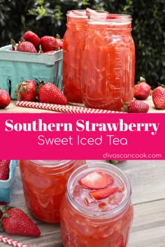 Southern Strawberry Sweet Iced Tea | Refreshing Sweet Iced Tea! 😋 🍓 🍓 🍓 #freshicedtea #sweettea #strawberry