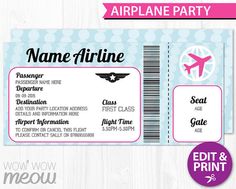 Free Printable Boarding P Save The Date Template Wedding Airplane Invitations Ticket Plane Invites S Pink Blue Pport Pilot Instant Personalize Birthday Party Editable Printable