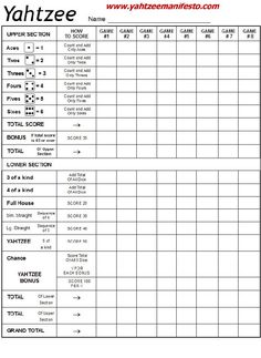yahtzee score sheets free printable blank yahtzee score