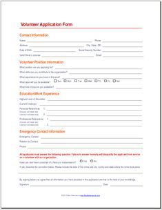 volunteer registration form template