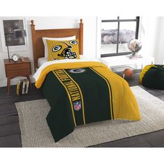 Green Bay Packers 5pc Twin Bedding Set Comforter Pillow Sham Green Bay Packers Nfl Twin Comforter Set
