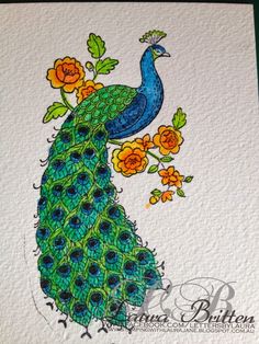 Stampin Up Perfect Peacock Color With Derwent Inktense Pencils Watercolor Paper And Gorgeous Look Of Pen Ink