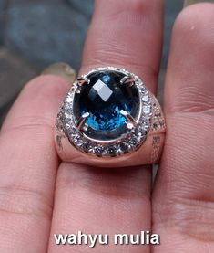 FLEUR fait main bijoux brillant London Blue Topaz Gemstone Silver Ring Taille 6-10
