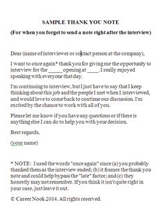 thank you notes for job interview