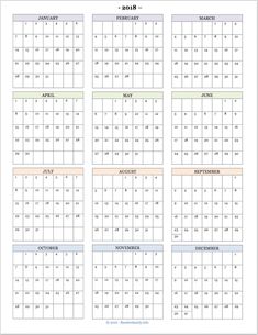 year 2018 calendar printable