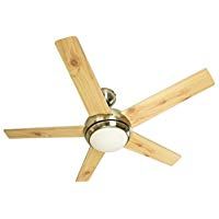 Wendefl/ügel in Kiefer und Silber Geh/äuse Nickel geb/ürstet Deckenventilator mit Licht und Fernbedienung Fresco 112 cm