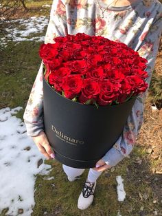 Flowerbox Czerwone Róże W Czarnym Pudełku Delimaro Kwiaty W