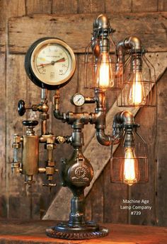 Steampunk Industrial Rare Steam Gauge Brass Oiler 855 Sold