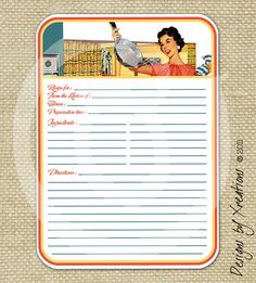 vintage recipe cards to print
