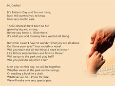 daddy to be poems google search fathers day quotes daddy gifts letter from unborn baby to daddy