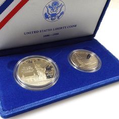 Dollar /& half box /& coa 1986 Statue of Liberty commemorative 2-pc PROOF SET