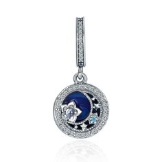 BAMOER S925 Sterling silver Charm Moonlight night /& Blue CZ For bracelet Jewelry