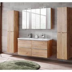 Badezimmer Waschbecken-Schrank mit Schublade silberfichte Unterschrank Badmöbel