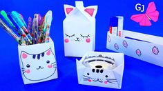 Кавайные котики - оригами коробочки