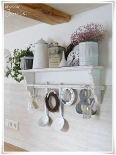 Shabby chic doux en métal vert ustensile//cutlery holder