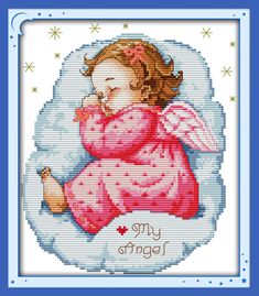 Angel in Teacup Cross Stitch Kit Advanced Pattern for Beginner Kids Adults