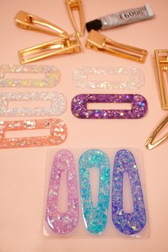 Disney Mickey inspired pair of Resin Glitter Hair barrettes pins clips color choice