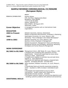 chronological format resume example