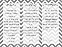 monthly chore list
