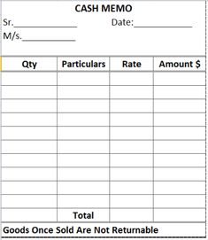 Download Sample Cash Memo Format In Excel Free Download (With ...
