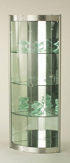 corner glass display cabinet - silver effect. | furniture corner glass display cabinet - silver effect. | furniture