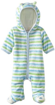 Absorba Babys Newborn B Elephant Fuzzy Footie Blue Print 0 3