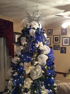 blue white and silver deco mesh christmas tree i am a dallas cowboys fan and always wanted to decorate my tree like this - Blue Christmas Tree Decoration Ideas blue white and silver deco mesh christmas tree i am a dallas cowboys fan and always wanted to decorate my tree like this - Blue Christmas Tree Decoration Ideas