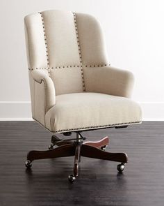 Hilale Furniture Rebecca Neutral Linen Office Chair Frances Office Chair