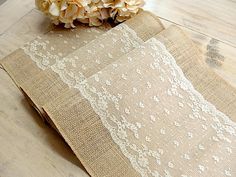 Burlap Table Runner With Dusty Hay Country Lace Wedding Linens Rustic Vintage Overlays Handmade In The USA Burlap Table Runner With Dusty Hay Country Lace Wedding Linens Rustic Vintage Overlays Handmade In The USA
