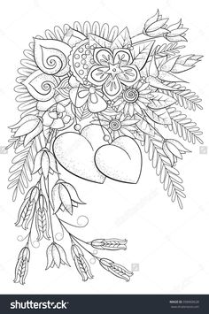 Coloring Book For Adult And Older Children Page Valentines Day