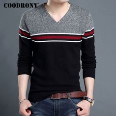 AUIE SAOSA Boys Fashion Sweater in Autumn and Winter Stripe V-Neck
