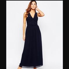 Maxi Boohoo Marino Lunghi Ruched Plunge Blu Slinky Dress erCodxB