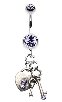 14 GA Rose Gold Key to Happiness Belly Button Ring Sold Individually Rose Gold Plated