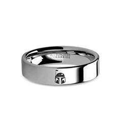 Thorsten Paisley Design Bold Print Pattern Ring Flat Black Tungsten Ring 6mm Wide Wedding Band from Roy Rose Jewelry