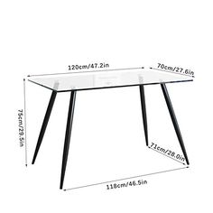 Table Only PANANA-Store 120 x 70 x 75cm Glass Dining Table Black Modern Steel Legs Furniture for 6 Seater Chairs Home Kitchen Office Table Only PANANA-Store 120 x 70 x 75cm Glass Dining Table Black Modern Steel Legs Furniture for 6 Seater Chairs Home Kitchen Office