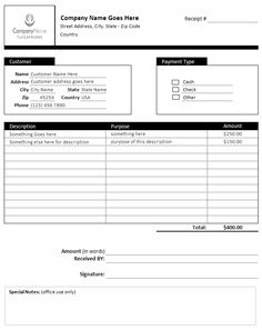 cash receipts template excel