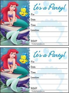 updated free printable ariel the little mermaid invitation template