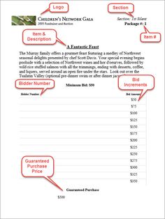 auction sign up sheet