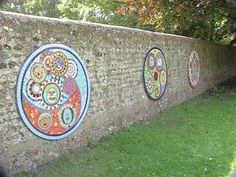 Exterior Wall Art zany daisies mixed media mosaic outdoor wall art22mosaics Exterior Wall Art zany daisies mixed media mosaic outdoor wall art22mosaics