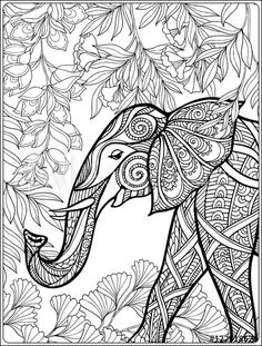 Coloring Page With Elephant In Forest