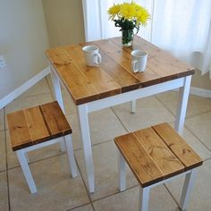 Farmhouse Breakfast Table or Dining Table Set with or without Stools ... Farmhouse Breakfast Table or Dining Table Set with or without Stools ...