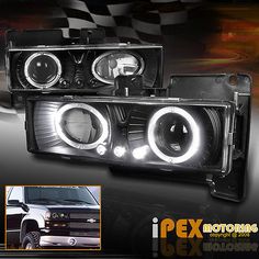 88-93 C10 C//K Silverado Halo Projector Headlights+Signal Bumper+LED Tail Lights