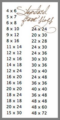 standard frame sizes great chart for printing photos pinterest printing sizes