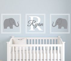 Decorating Ideas For A Baby Boy Nursery Pinterest Walls Babies Elephant Name Wall Decal Nursery Set