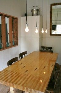 Bowling Alley Coffee Table I Made For My Wife Out Of Reclaimed Reclaimed Bowling Alley Wood Dining Table