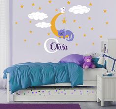 Nursery Monogram Initial Name Custom Logo Girls Bedroom Wall Decal Sticker Vinyl