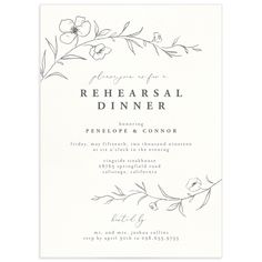 Digital PDF File 5x7 Rectangle Format Rebecca Rehearsal Dinner Invitations